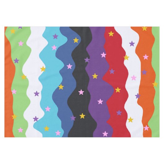 Groovy Celestial Stripe Bold Kleurrijk Abstract Tafelkleed (Voorkant (Horizontaal))