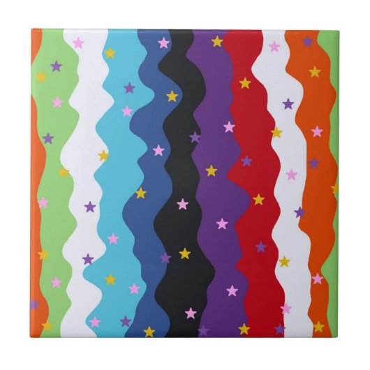 Groovy Celestial Stripe Bold Kleurrijk Abstract Tegeltje (Voorkant)