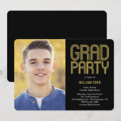 Groovy Charm Foto Graduation Party Invitation Kaart (Voorkant / Achterkant)