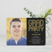 Groovy Charm Foto Graduation Party Invitation Kaart (Staand voorkant)