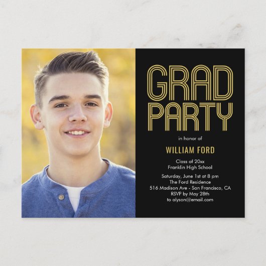 Groovy Charm Graduation Party Briefkaart (Voorkant)