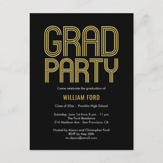 Groovy Charm Graduation Party Briefkaart (Voorkant)
