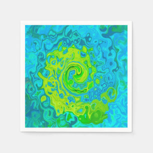 Groovy Chartreuse en Aquamarijn Vloeibare Swirl Servet