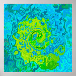 Groovy Chartreuse en Aquamarijne Vloeibare Draaiko Poster