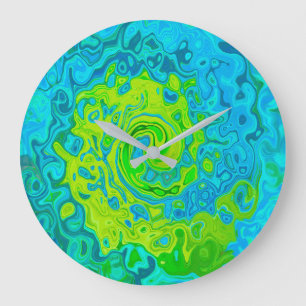 Groovy Chartreuse en Aquamarine Vloeibare wervelko Grote Klok