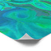 Groovy Chartreuse en Aquamarine Vloeibare wervelko Poster (Hoek)