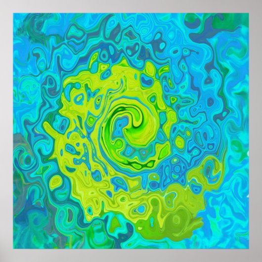 Groovy Chartreuse en Aquamarine Vloeibare wervelko Poster (Voorkant)