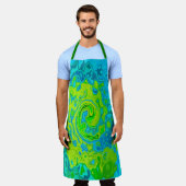 Groovy Chartreuse en Aquamarine Vloeibare wervelko Schort (Gedragen)