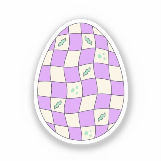 Groovy Checkerboard Easter Egg Pastel Retro Sticker (Voorkant)
