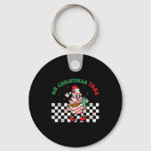 Groovy Checkered Oh Christmas Tree Cakes For Cake Sleutelhanger (Voorkant)