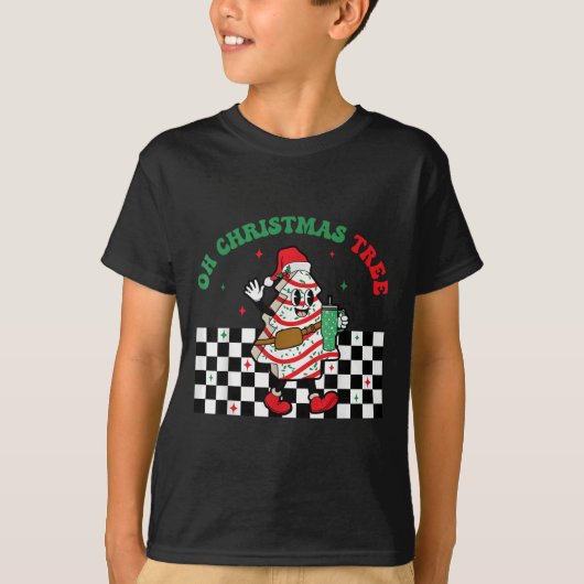 Groovy Checkered Oh Christmas Tree Cakes For Cake  T-shirt (Voorkant)