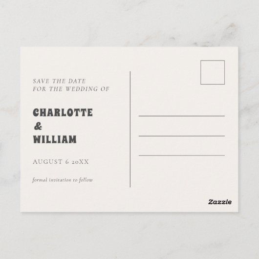 Groovy Checkered Retro Wedding Sla de datum op Briefkaart (Achterkant)