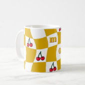 Groovy Cherry Checkerboard Kitchen Kitsch Mom Koffiemok (Voorkant links)