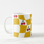Groovy Cherry Checkerboard Kitchen Kitsch Mom Koffiemok (Links)