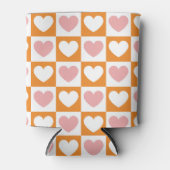 Groovy Chessboard Flower Heart Roze Sinaasappel Kl Blikjeskoeler (Voorkant)