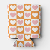 Groovy Chessboard Flower Heart Roze Sinaasappel Kl Blikjeskoeler (Achterkant)