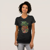 Groovy Chic Faux-sequentie kleurrijke anananas T-shirt (Voorkant volledig)