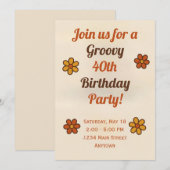 Groovy Childens Birthday Invitation Kaart (Voorkant / Achterkant)