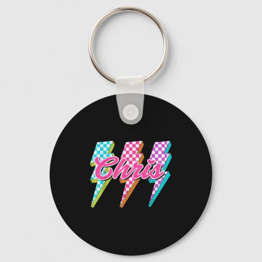 Groovy Chris Bliksemschicht Geruit I Love Meme Sleutelhanger (Voorkant)