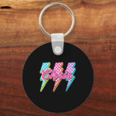 Groovy Chris Bliksemschicht Geruit I Love Meme Sleutelhanger (Voorkant)