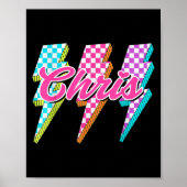 Groovy Chris Lightning Bolt Checkered I Love Meme  Poster (Voorkant)