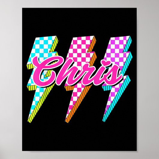 Groovy Chris Lightning Bolt Checkered I Love Meme  Poster (Voorkant)