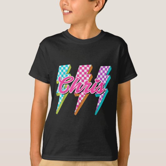 Groovy Chris Lightning Bolt Checkered I Love Meme  T-shirt (Voorkant)