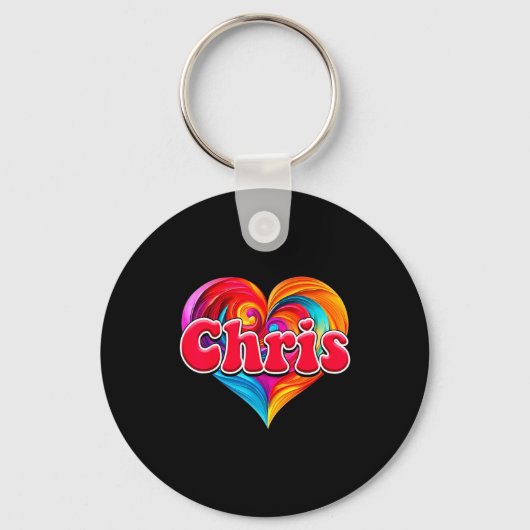 Groovy chris naam ik hou van chris 80's90's grappi sleutelhanger (Voorkant)