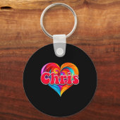 Groovy chris naam ik hou van chris 80's90's grappi sleutelhanger (Voorkant)