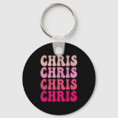 Groovy Chris Voornaam D I Love Chris T - shirts Me Sleutelhanger (Voorkant)