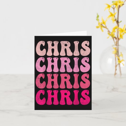 Groovy Chris Voornaam D I Love Chris T-shirts Meme Kaart (Gele Bloem)