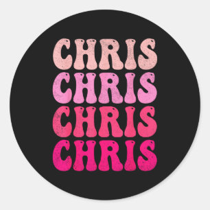 Groovy Chris Voornaam D I Love Chris T-shirts Meme Ronde Sticker