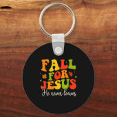 Groovy Christian Sayings Halloween Fall For Jesus  Sleutelhanger (Voorkant)