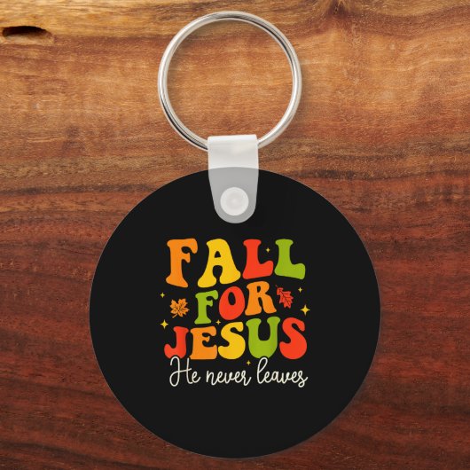 Groovy Christian Sayings Halloween Fall For Jesus  Sleutelhanger (Voorkant)