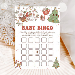 Groovy Christmas Baby shower Baby Bingo Games Kaar Kaart