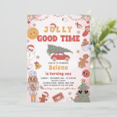 Groovy Christmas Birthday Party Jolly goede tijd Kaart (Staand voorkant)