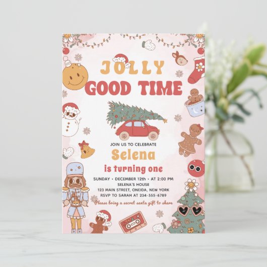 Groovy Christmas Birthday Party Jolly goede tijd Kaart (Staand voorkant)