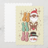 Groovy Christmas Black Santa Rendier Snowman Ho Kaart (Voorkant / Achterkant)