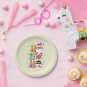 Groovy Christmas Black Santa Rendier Snowman Ho Papieren Bordje (Feest)