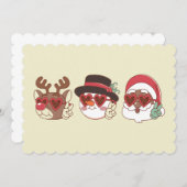 Groovy Christmas Black Santa Rendier Snowman Kaart (Voorkant / Achterkant)