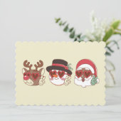 Groovy Christmas Black Santa Rendier Snowman Kaart (Staand voorkant)