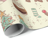 Groovy Christmas Black Santa Snowman Rendier Cadeaupapier (Rol Hoek)