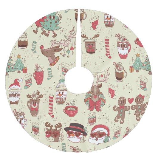 Groovy Christmas Black Santa Snowman Rendier Kerstboom Rok (Voorkant)