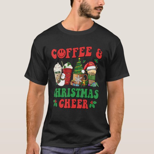 Groovy Christmas Coffee Latte Cozy Winter Xmas Cof T-shirt (Voorkant)