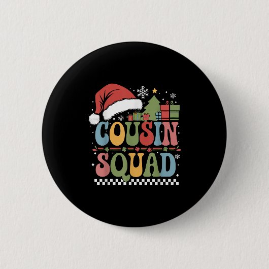 Groovy Christmas Cousin Squad Xmas Matching Boys G Ronde Button 5,7 Cm (Voorkant)