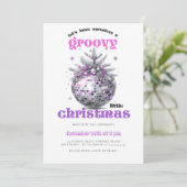 Groovy Christmas Disco Ball Pink Christmas Party Kaart (Staand voorkant)