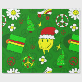 Groovy Christmas Happy Face Kerstman 1970 Cadeaupapier (Vlak)