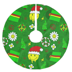Groovy Christmas Happy Face Kerstman 1970 Kerstboom Rok