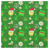 Groovy Christmas Happy Face Kerstman 1970 Stof (Swatch)