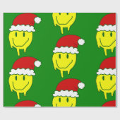 Groovy Christmas Happy Face Santa Druppelt Cadeaupapier (Vlak)